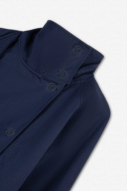 Nocturne Navy Women Shawl Detail Stand Collar Trench Coat SKU: N27KN11156_0009 Image 07
