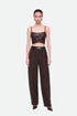 Nocturne Dark Brown Women Snake Effect Leather Bralet SKU: N27KN15151_0094 Image 01