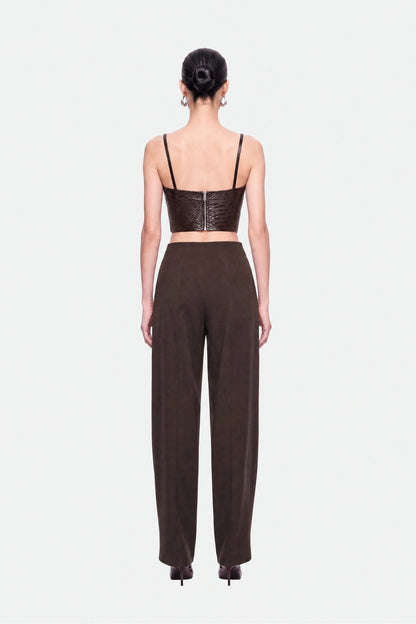 Nocturne Dark Brown Women Snake Effect Leather Bralet SKU: N27KN15151_0094 Image 04