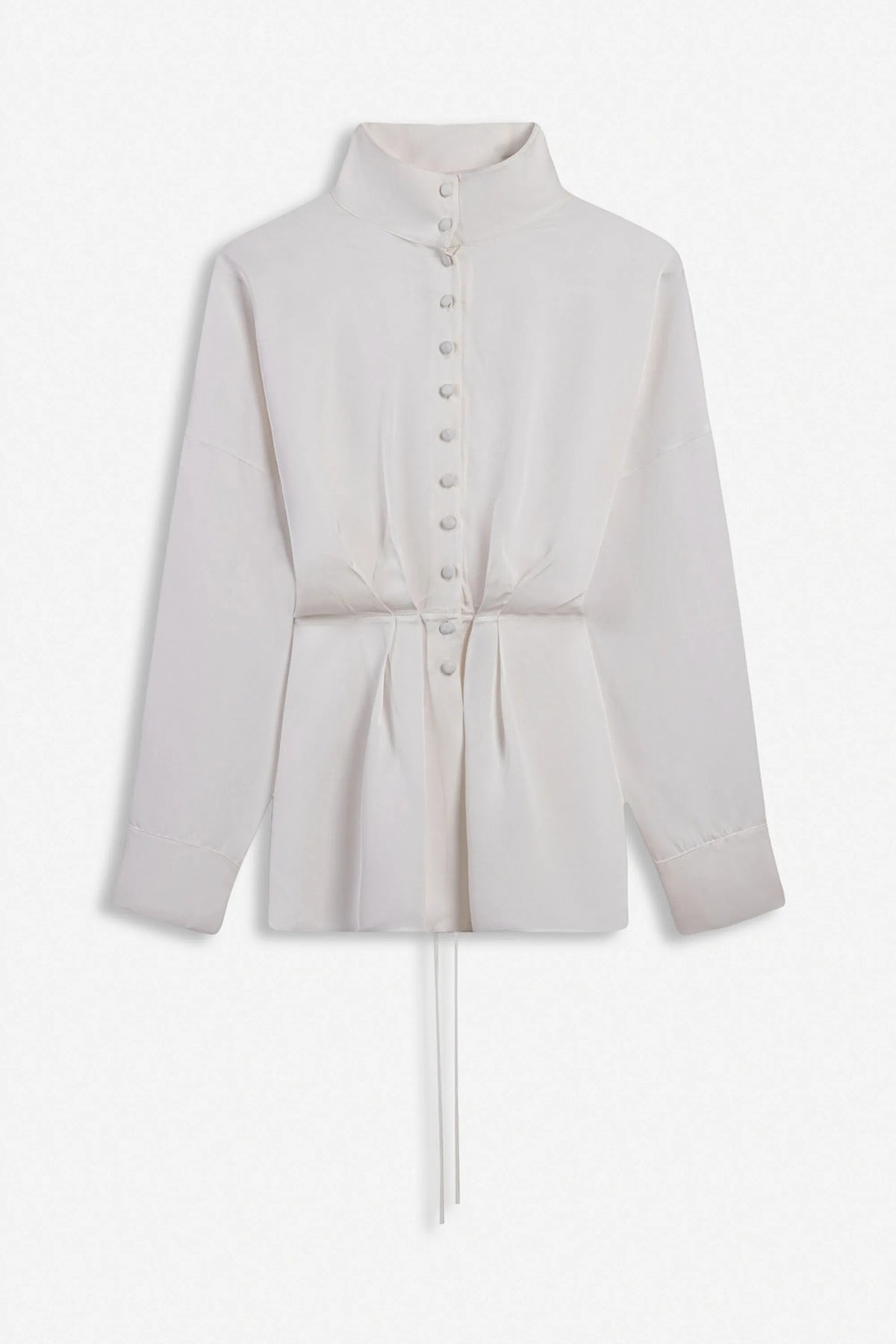 Nocturne Off-White Women Tie Detail Stand Collar Shirt SKU: N27KN25258_0014 Image 05