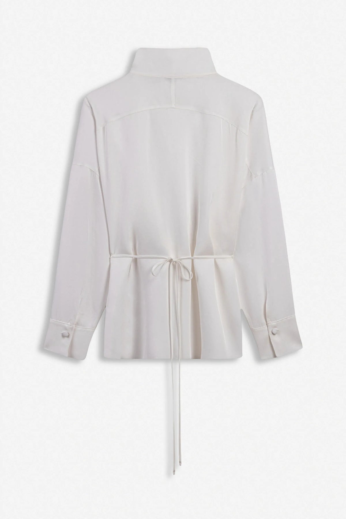 Nocturne Off-White Women Tie Detail Stand Collar Shirt SKU: N27KN25258_0014 Image 06