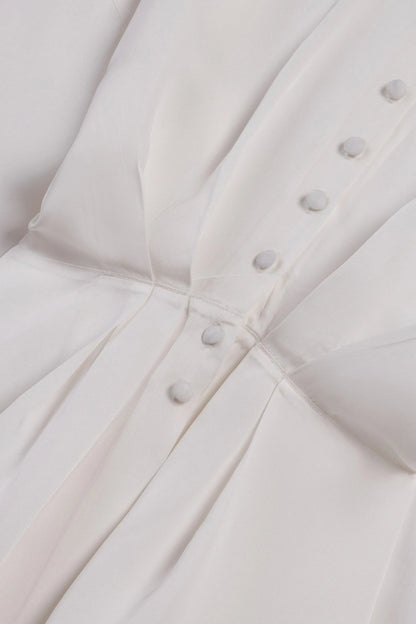 Nocturne Off-White Women Tie Detail Stand Collar Shirt SKU: N27KN25258_0014 Image 07