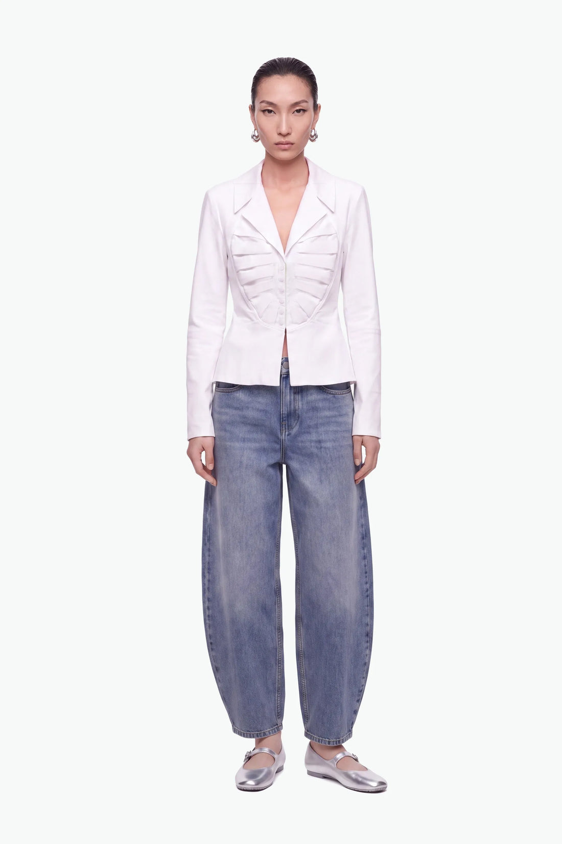 Nocturne White Women Pleat Detail Shirt SKU: N27KN25262_0001 Image 01