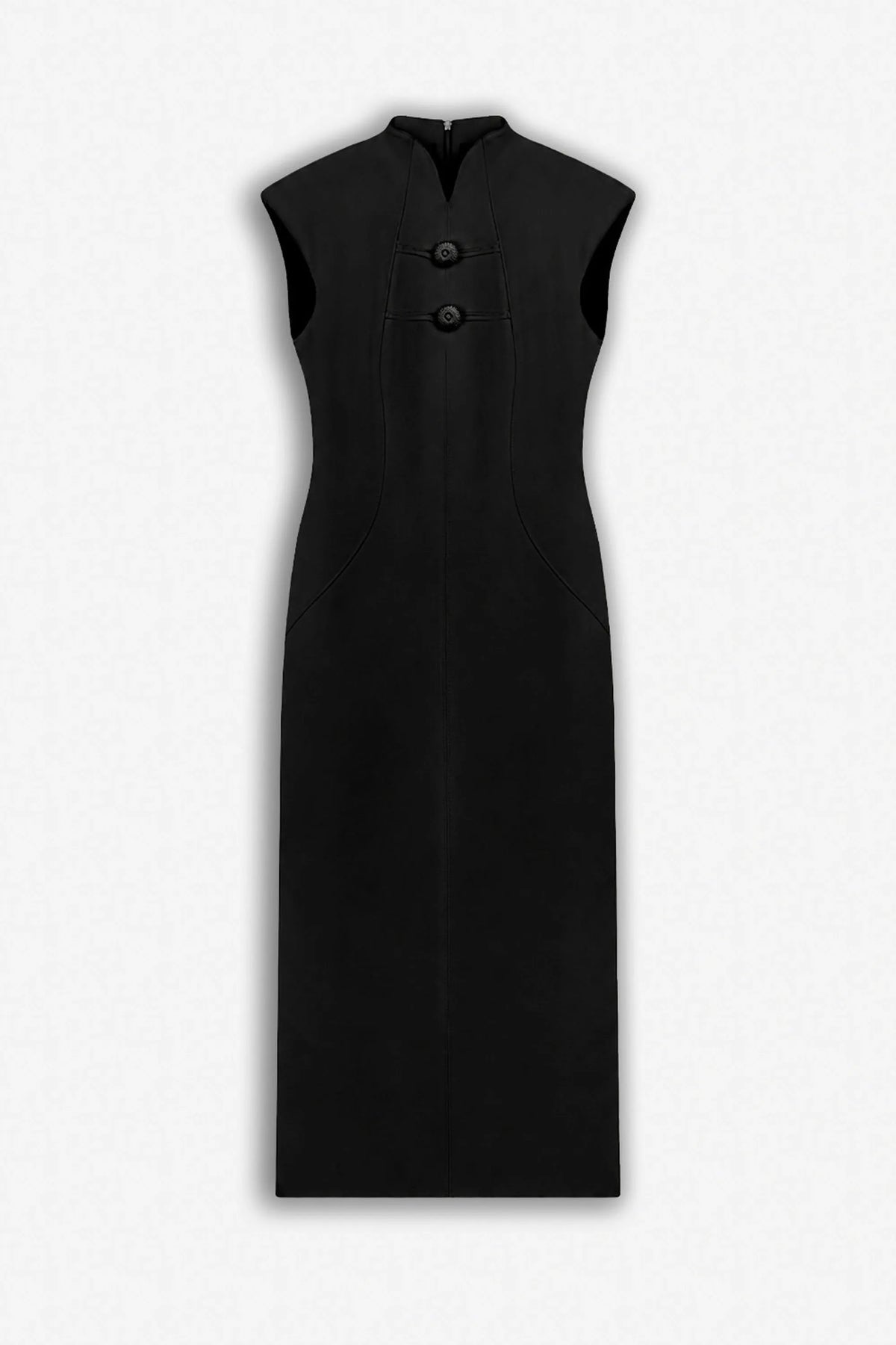 Nocturne Black Women Padded Shoulder Button Detail Maxi Dress SKU: N27KN2840_0002 Image 05