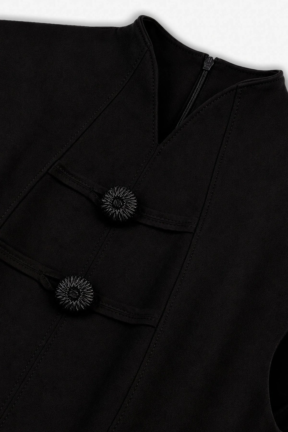 Nocturne Black Women Padded Shoulder Button Detail Maxi Dress SKU: N27KN2840_0002 Image 07