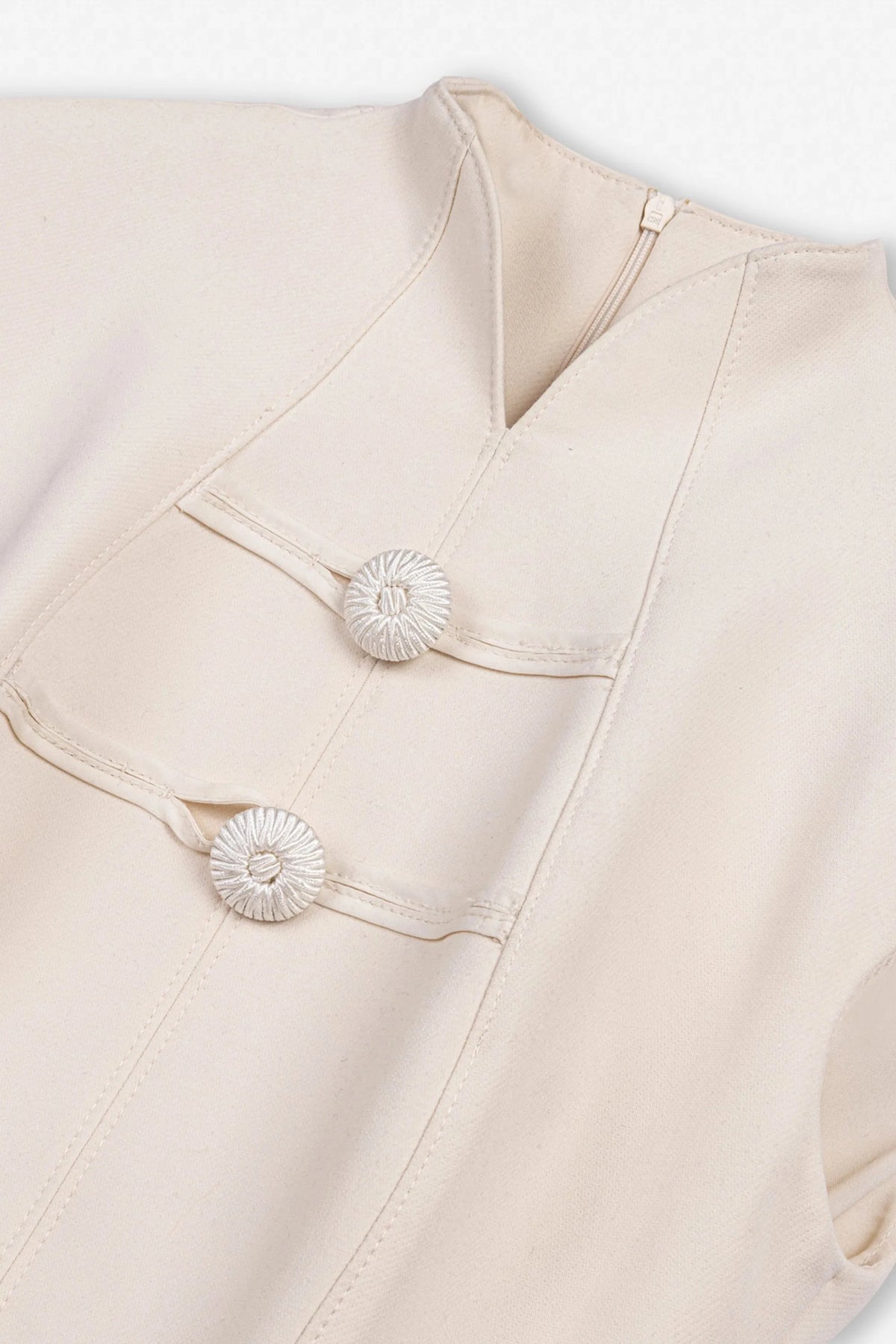 Nocturne Off-White Women Padded Shoulder Button Detail Maxi Dress SKU: N27KN2840_0014 Image 07