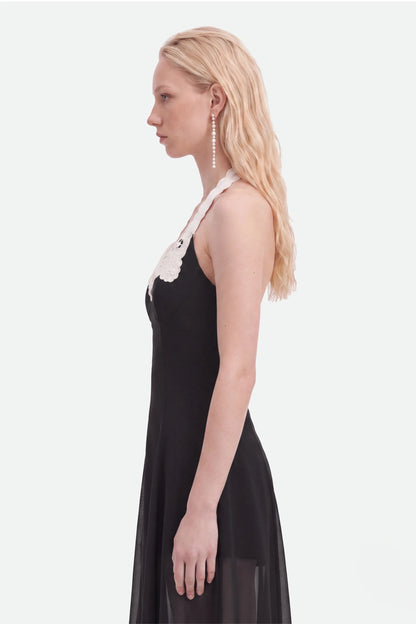 Nocturne Black Women Embroidery Detail Tulle Maxi Dress SKU: N27KN2842_0002 Image 02