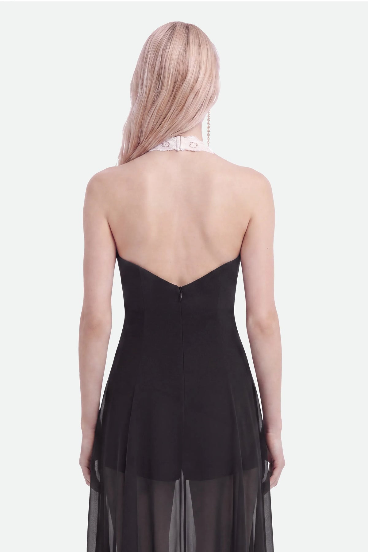 Nocturne Black Women Embroidery Detail Tulle Maxi Dress SKU: N27KN2842_0002 Image 03