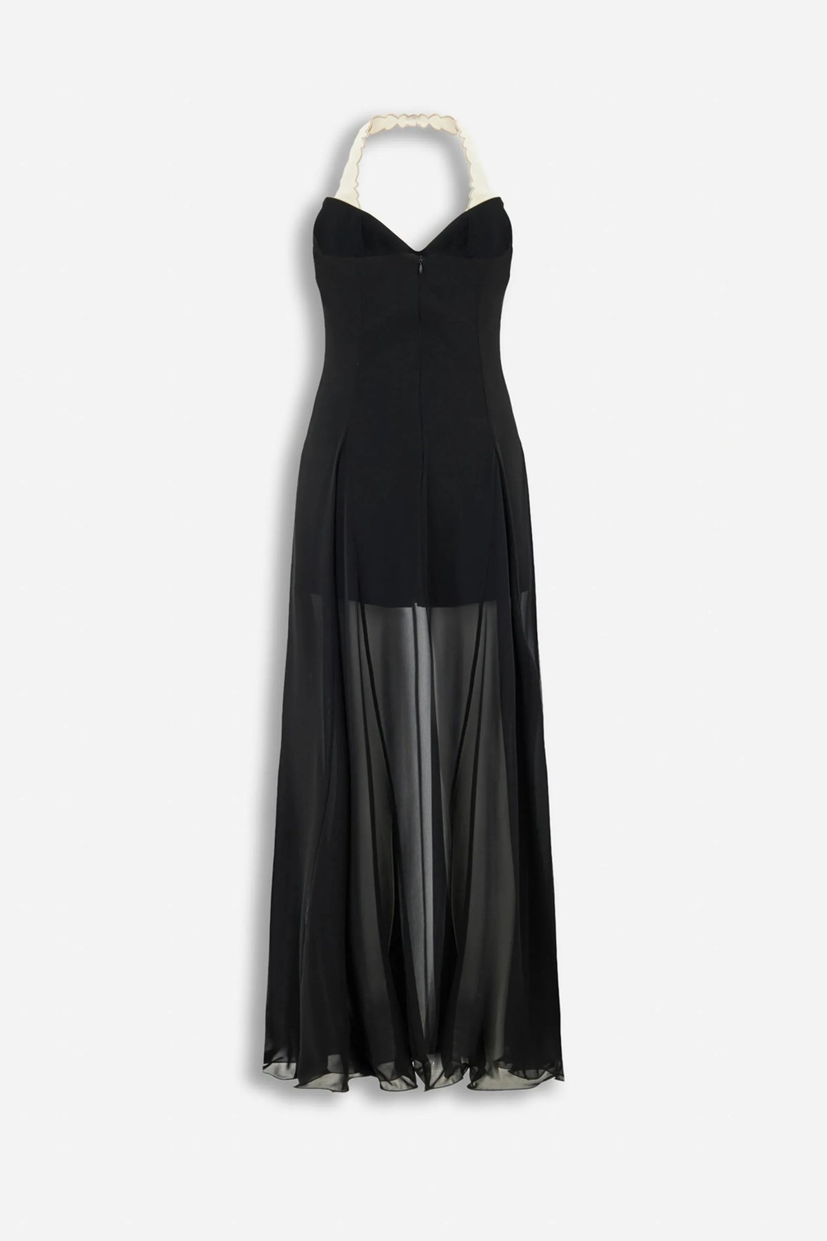 Nocturne Black Women Embroidery Detail Tulle Maxi Dress SKU: N27KN2842_0002 Image 06