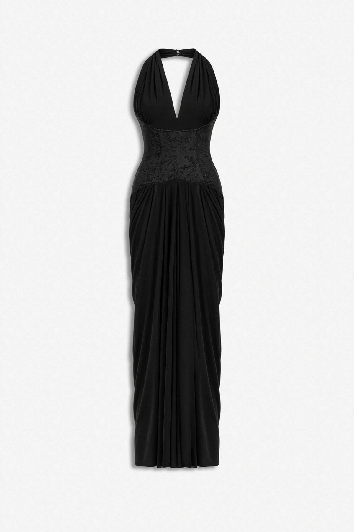 Nocturne Black Women Jacquard Halter Neck Maxi Dress SKU: N27KN2846_0002 Image 05