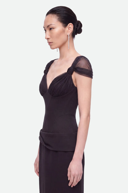 Nocturne Black Women Boned Sweetheart Peplum Midi Dress SKU: N27KN2849_0002 Image 02