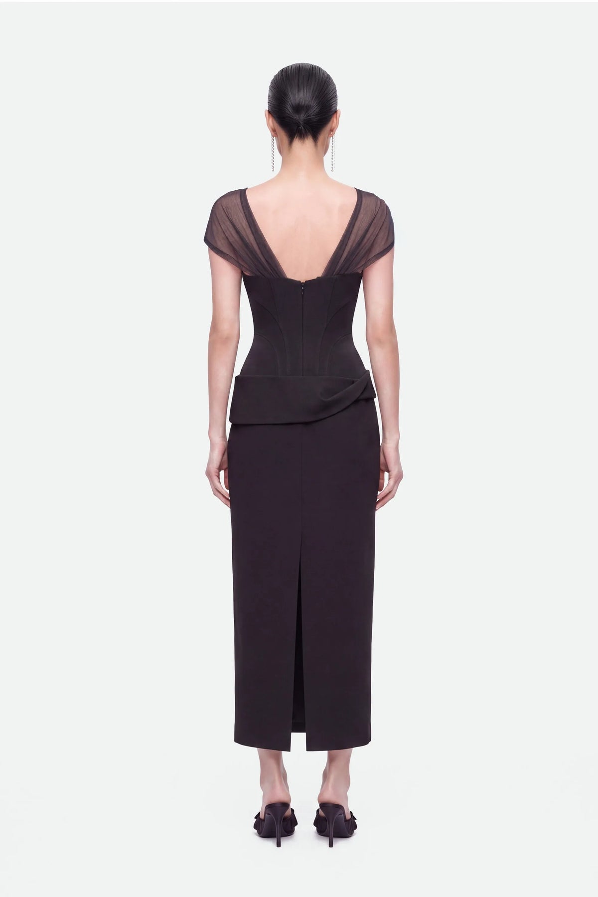 Nocturne Black Women Boned Sweetheart Peplum Midi Dress SKU: N27KN2849_0002 Image 03