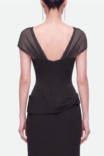 Nocturne Black Women Boned Sweetheart Peplum Midi Dress SKU: N27KN2849_0002 Image 04