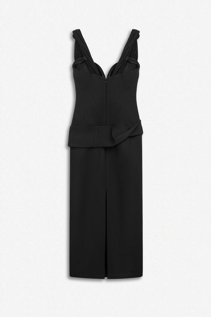 Nocturne Black Women Boned Sweetheart Peplum Midi Dress SKU: N27KN2849_0002 Image 06