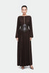 Nocturne Brown Women Leather Corset Maxi Dress SKU: N27KN2857_0025 Image 01