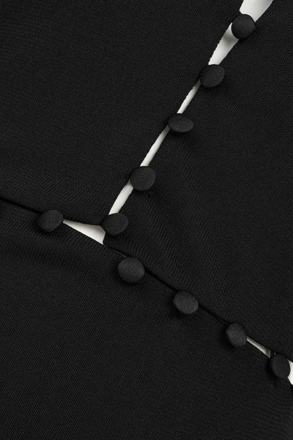 Nocturne Black Women Button Detail Stand Collar Maxi Dress SKU: N27KN2871_0002 Image 08