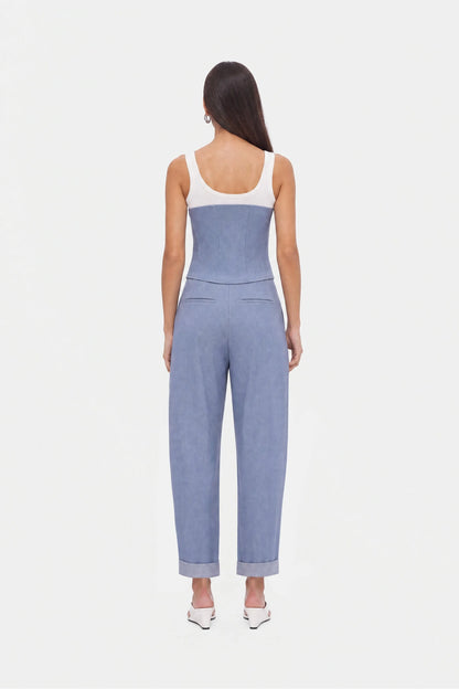 Nocturne Blue Women Tie Detail Pleated Trousers SKU: N27KN3538_0011 Image 02
