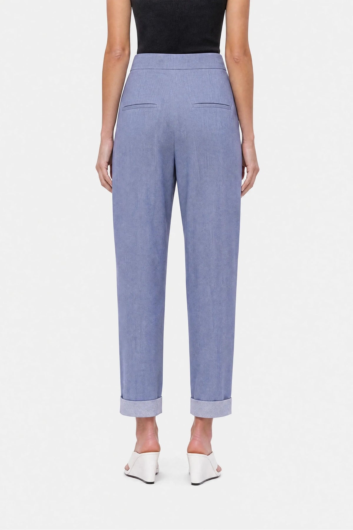 Nocturne Blue Women Tie Detail Pleated Trousers SKU: N27KN3538_0011 Image 05