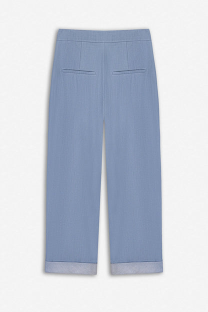 Nocturne Blue Women Tie Detail Pleated Trousers SKU: N27KN3538_0011 Image 07