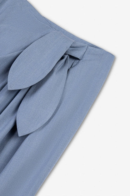 Nocturne Blue Women Tie Detail Pleated Trousers SKU: N27KN3538_0011 Image 08