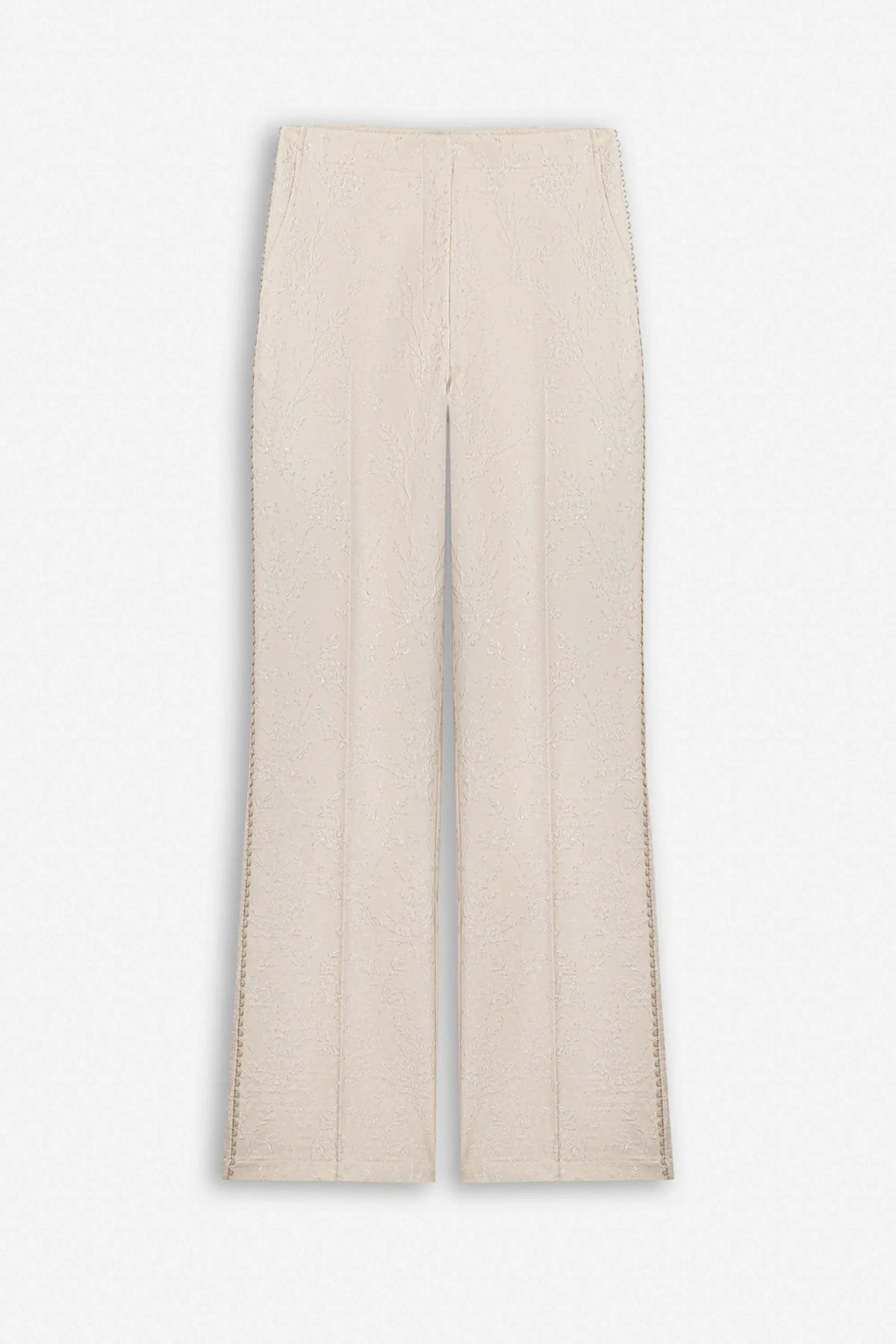 Nocturne Off-White Women Textured Mid Rise Trousers SKU: N27KN3539_0014 Image 05