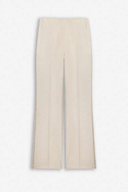 Nocturne Off-White Women Textured Mid Rise Trousers SKU: N27KN3539_0014 Image 05