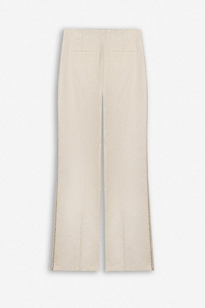 Nocturne Off-White Women Textured Mid Rise Trousers SKU: N27KN3539_0014 Image 06