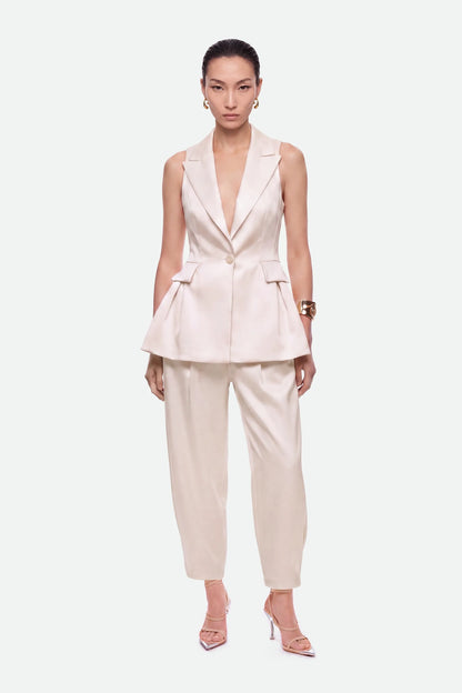 Nocturne Off-White Women High Waist Balloon Leg Trousers SKU: N27KN3541_0014 Image 01