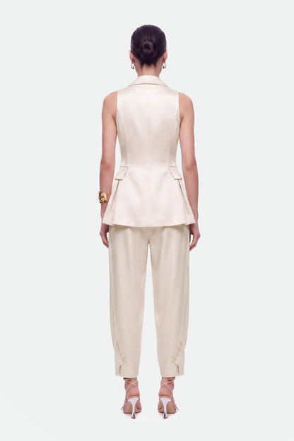 Nocturne Off-White Women High Waist Balloon Leg Trousers SKU: N27KN3541_0014 Image 02