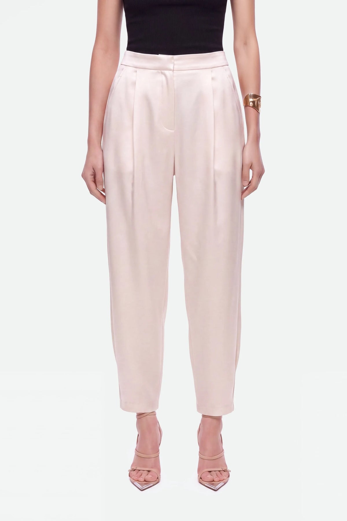 Nocturne Off-White Women High Waist Balloon Leg Trousers SKU: N27KN3541_0014 Image 03