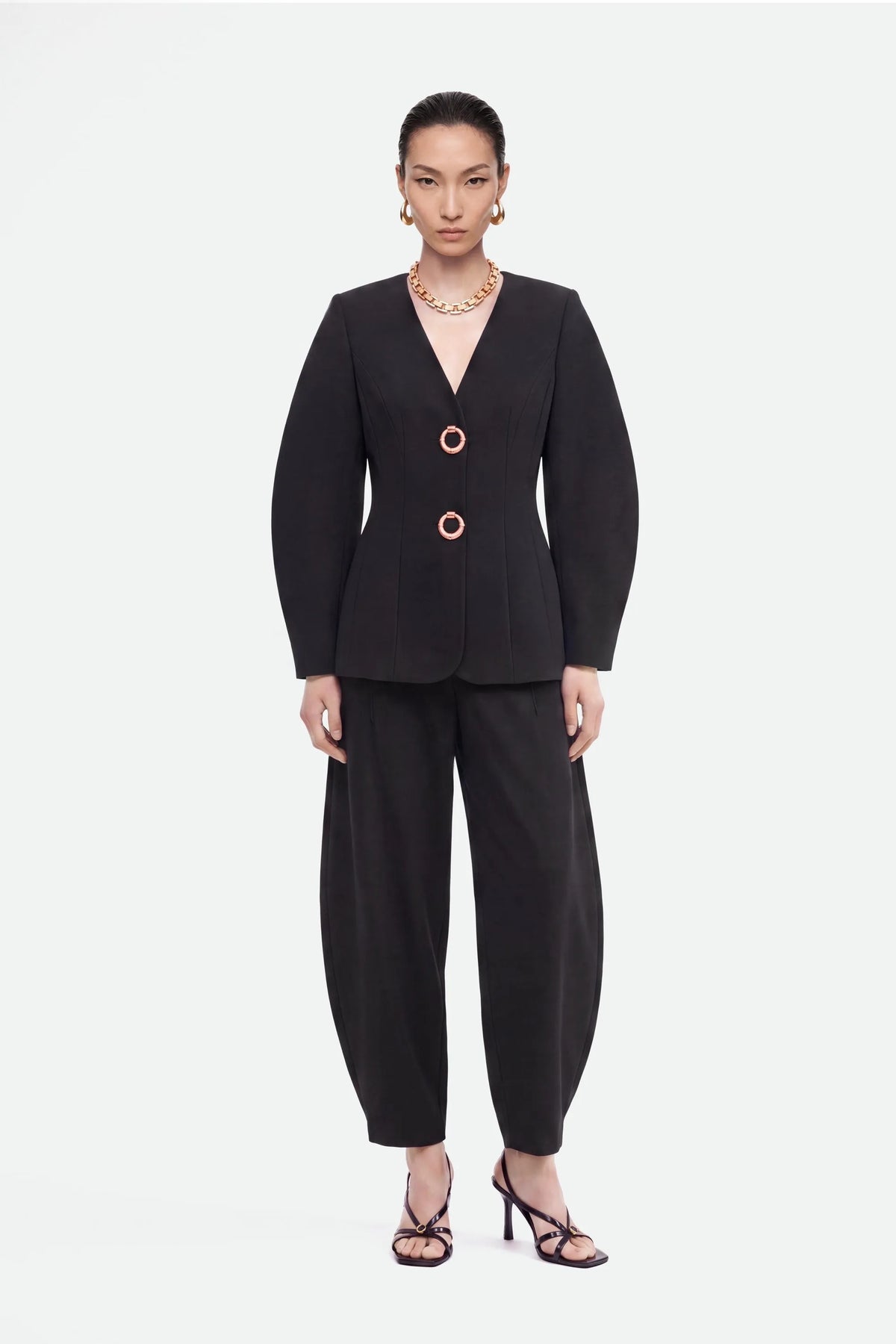 Nocturne Black Women Tailored Wide Leg Trousers SKU: N27KN3544_0002 Image 01
