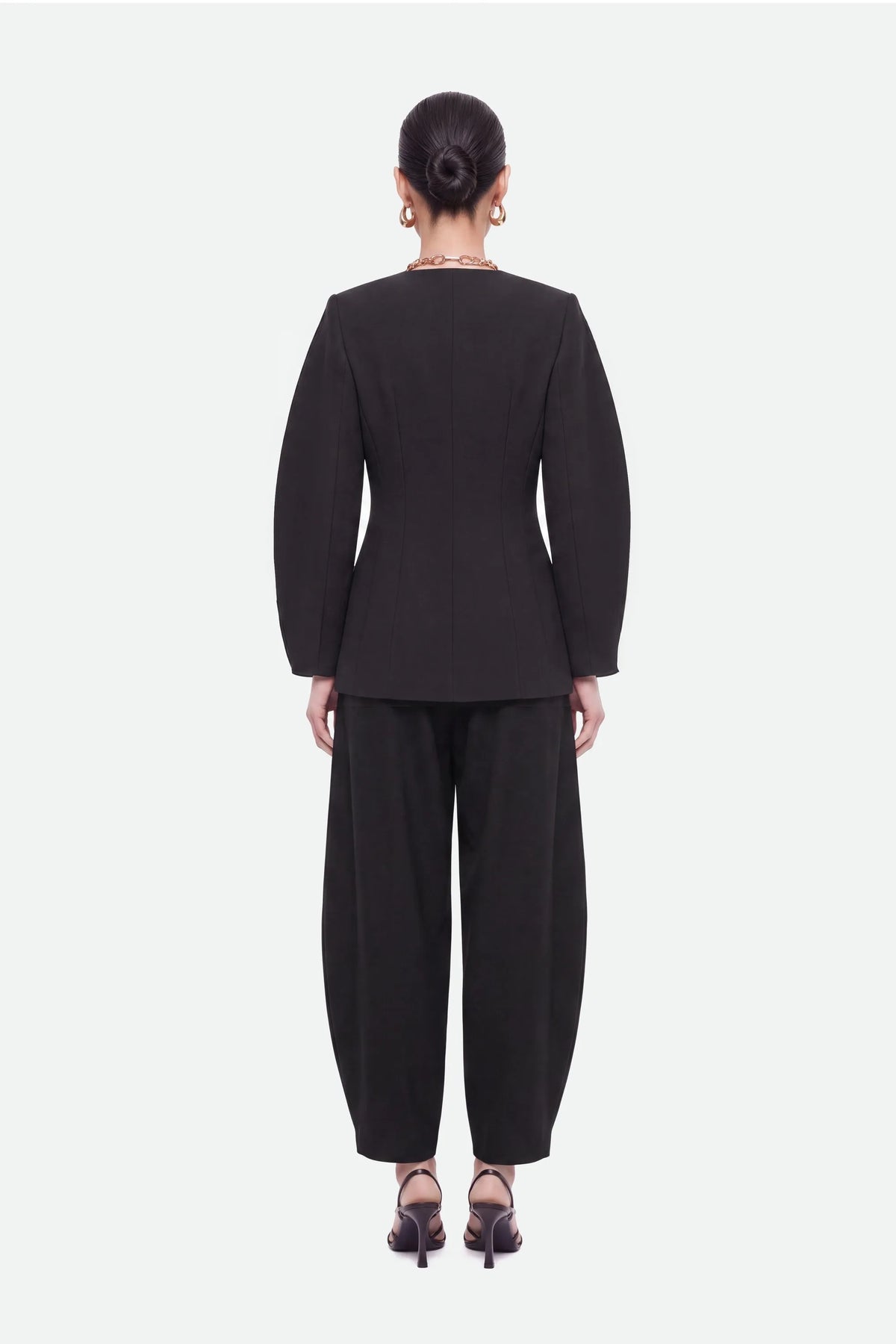 Nocturne Black Women Tailored Wide Leg Trousers SKU: N27KN3544_0002 Image 02