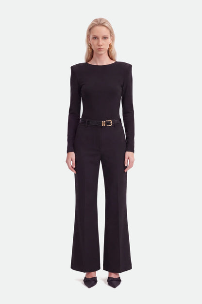 Nocturne Black Women Belted Straight-Leg Trousers SKU: N27KN3548_0002 Image 01