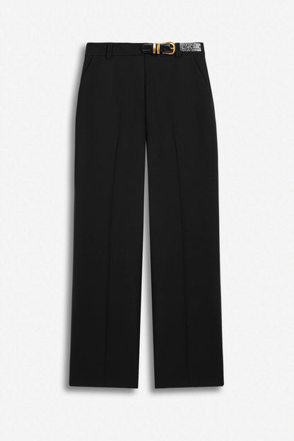 Nocturne Black Women Belted Straight-Leg Trousers SKU: N27KN3548_0002 Image 07