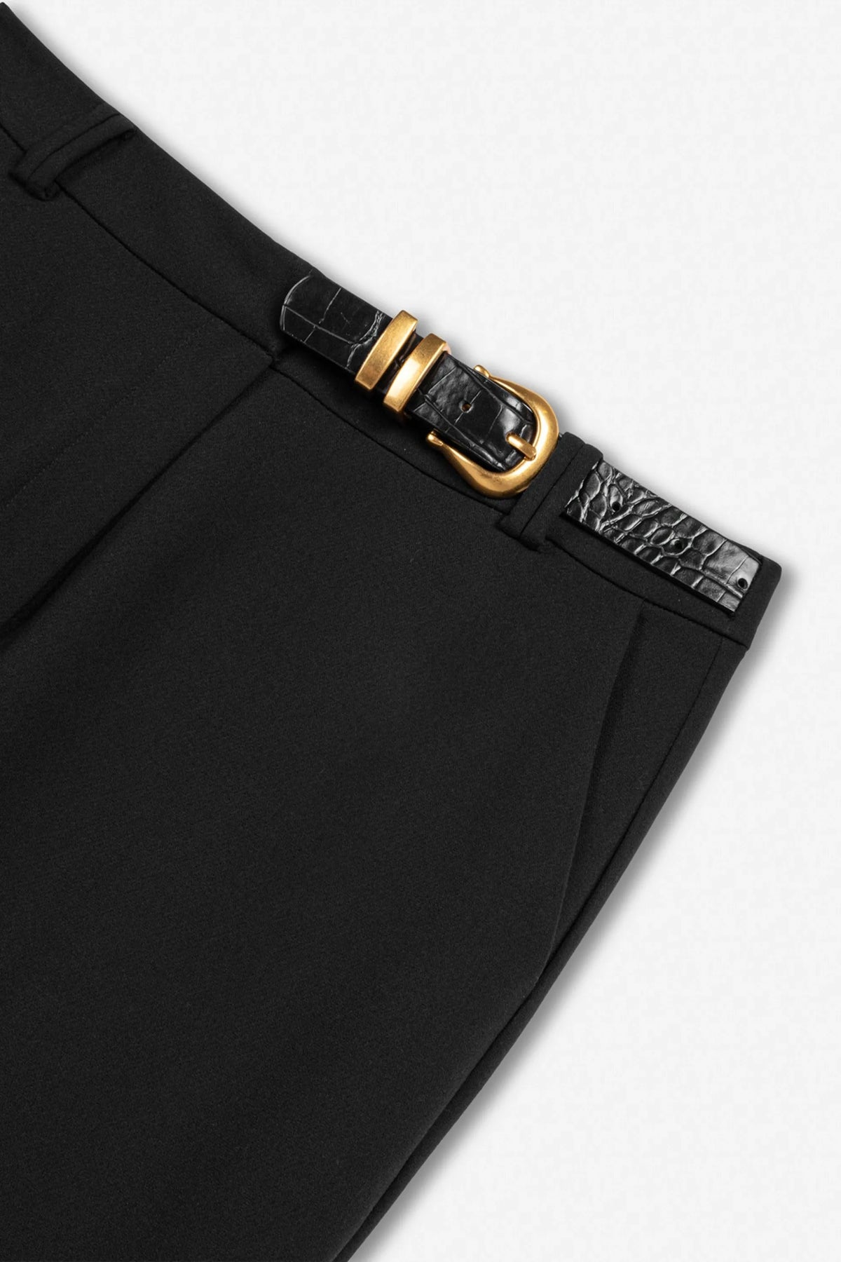 Nocturne Black Women Belted Straight-Leg Trousers SKU: N27KN3548_0002 Image 09