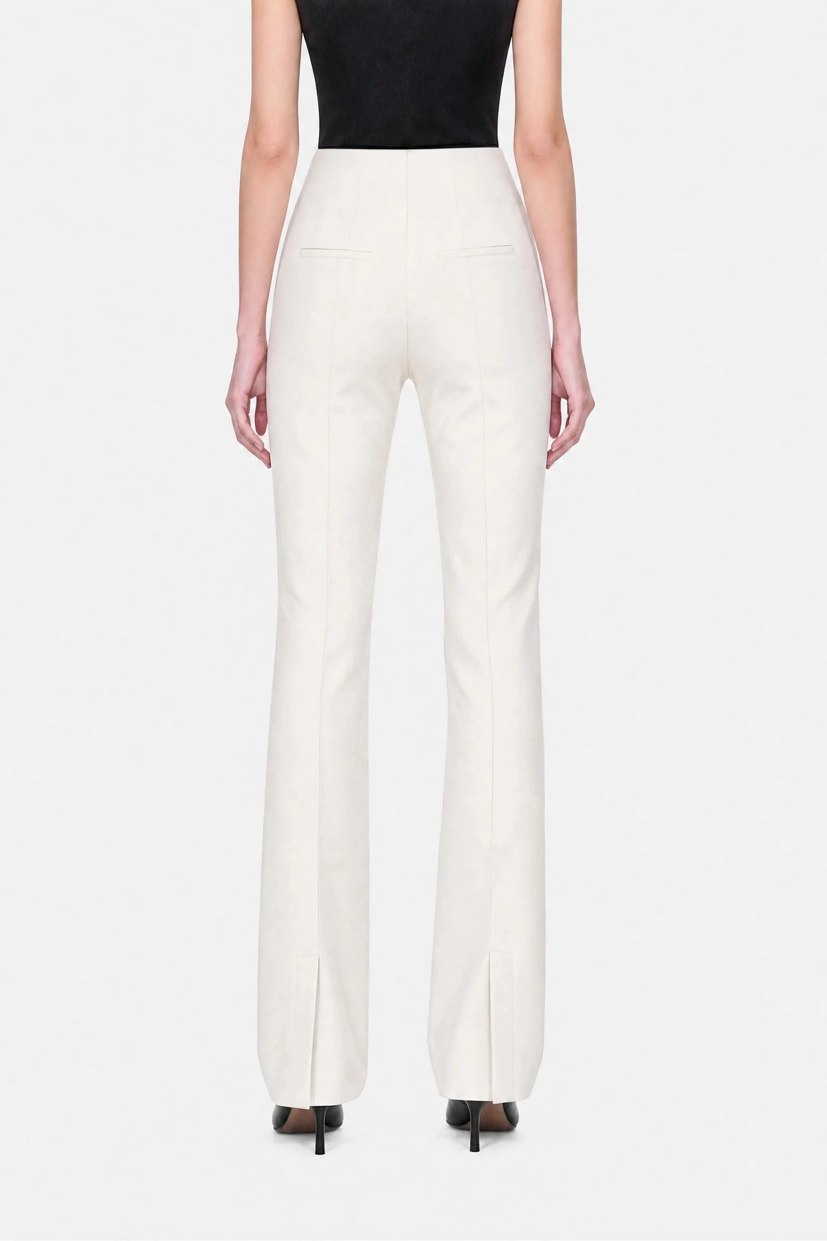 Nocturne Off-White Women High Waist Slit Hem Trousers SKU: N27KN3549_0014 Image 06