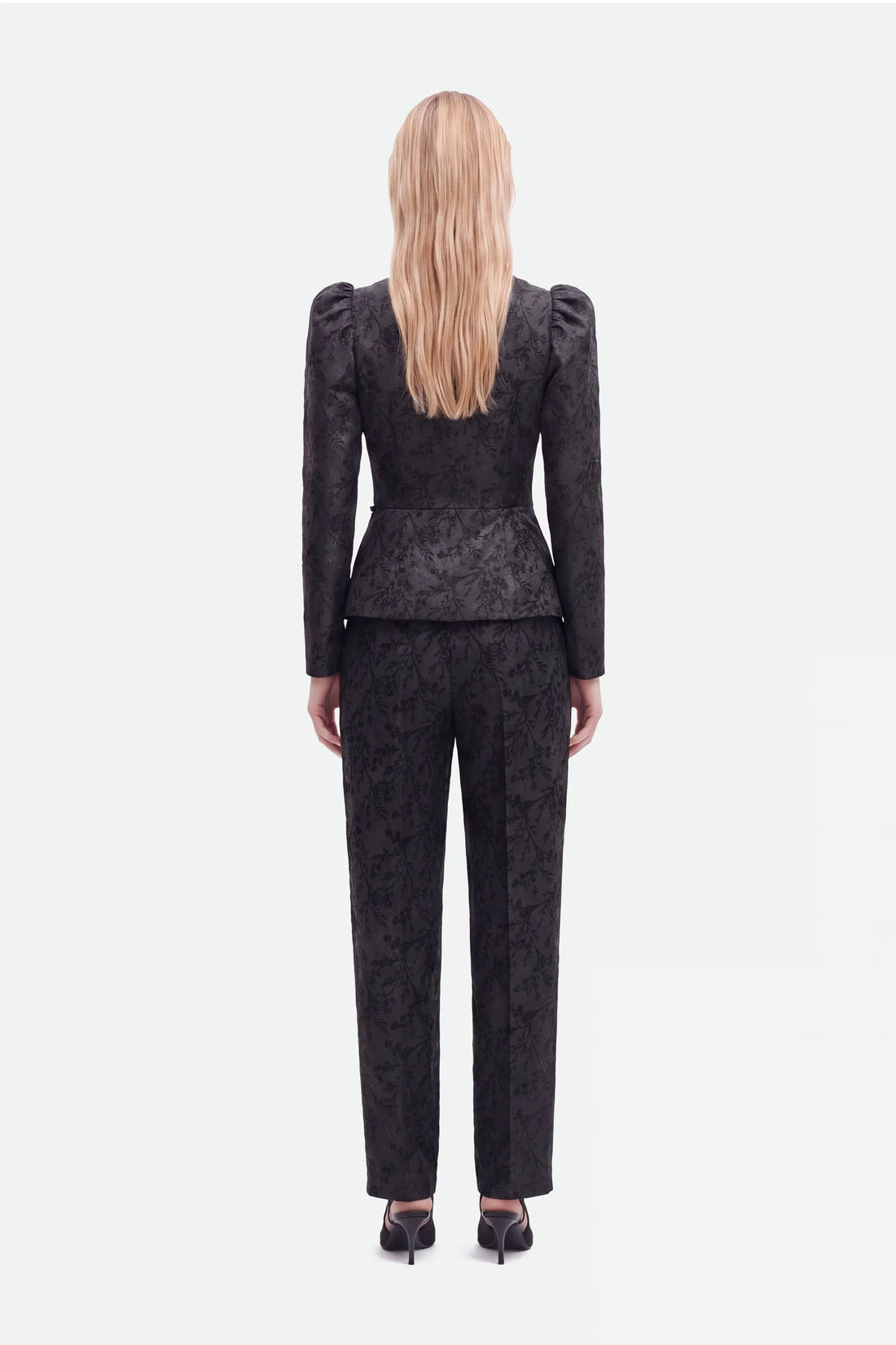 Nocturne Black Women Jacquard High Waist Carrot Trousers SKU: N27KN3550_0002 Image 02