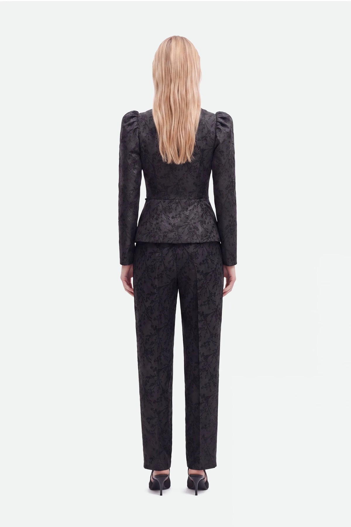 Nocturne Black Women Jacquard High Waist Carrot Trousers SKU: N27KN3550_0002 Image 02