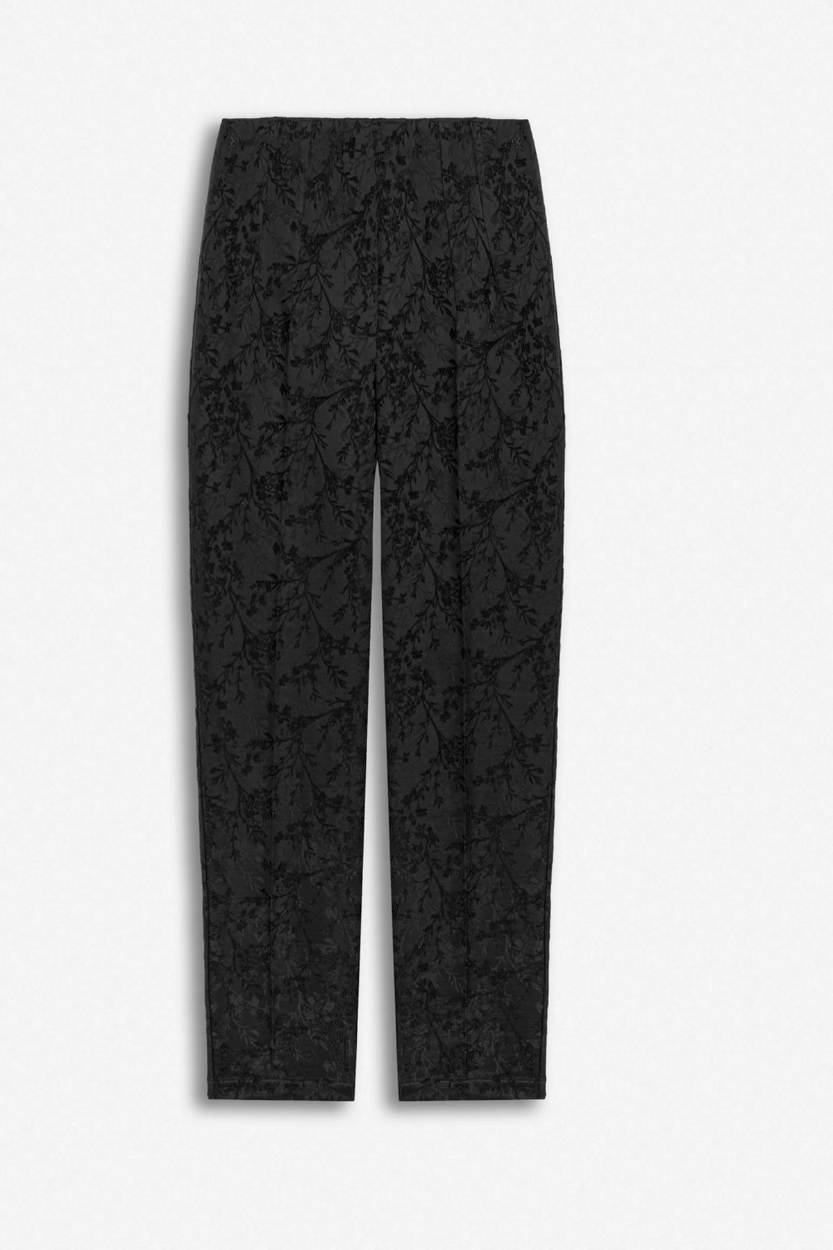 Nocturne Black Women Jacquard High Waist Carrot Trousers SKU: N27KN3550_0002 Image 04
