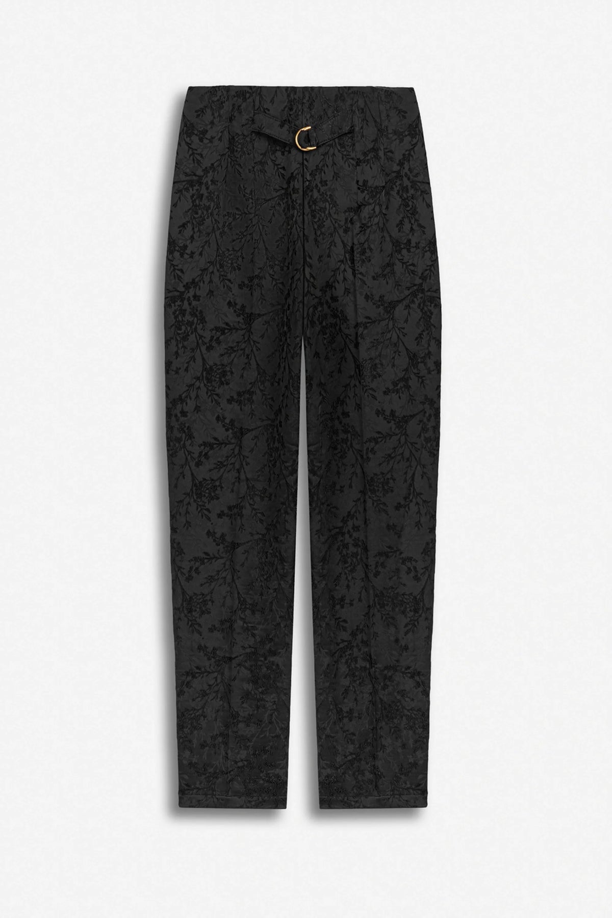 Nocturne Black Women Jacquard High Waist Carrot Trousers SKU: N27KN3550_0002 Image 05