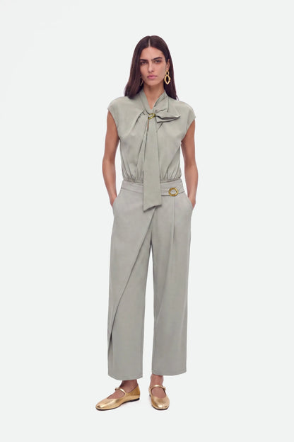 Nocturne Mint Green Women Accessory Detail Straight Leg Trousers SKU: N27KN3554_0037 Image 01