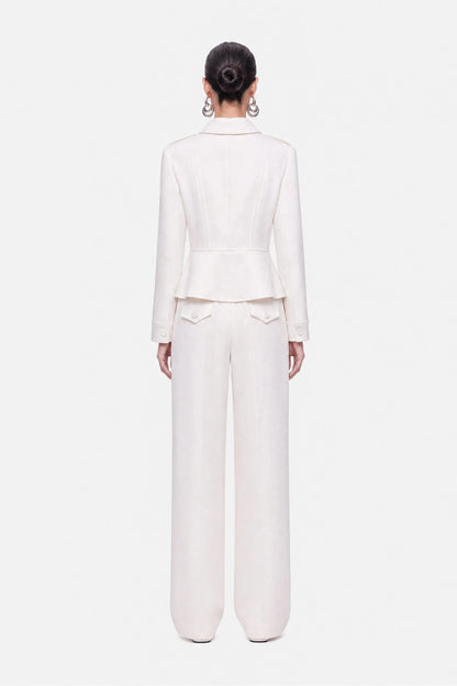 Nocturne White Women Double Pleat Wide Leg Trousers SKU: N27KN3566_0001 Image 04