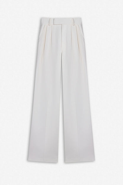 Nocturne White Women Double Pleat Wide Leg Trousers SKU: N27KN3566_0001 Image 05