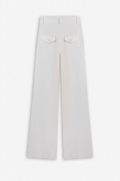 Nocturne White Women Double Pleat Wide Leg Trousers SKU: N27KN3566_0001 Image 06