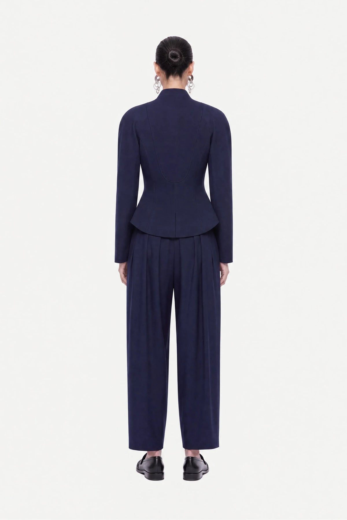 Nocturne Navy Women Double Pleat Belted Trousers SKU: N27KN3568_0009 Image 04