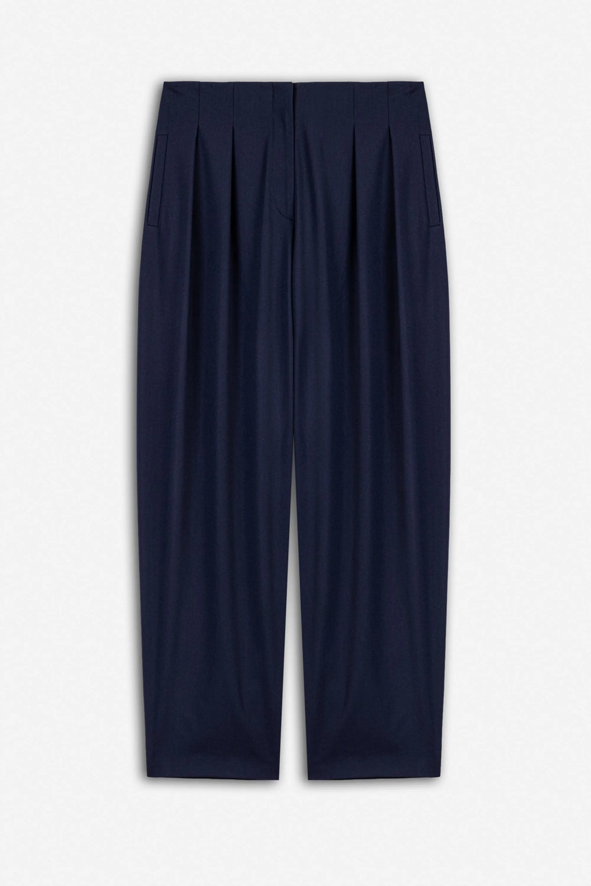 Nocturne Navy Women Double Pleat Belted Trousers SKU: N27KN3568_0009 Image 05