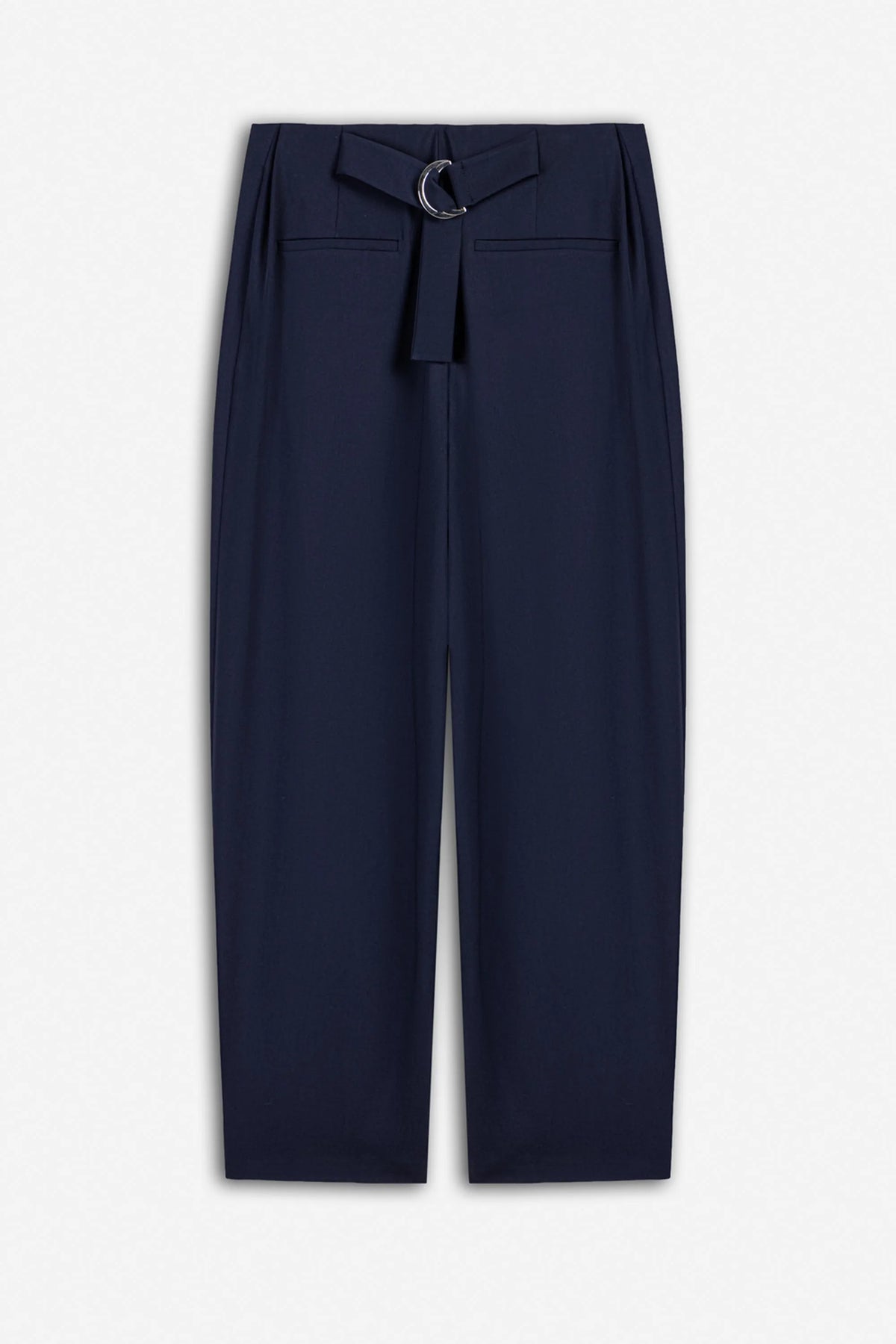Nocturne Navy Women Double Pleat Belted Trousers SKU: N27KN3568_0009 Image 06