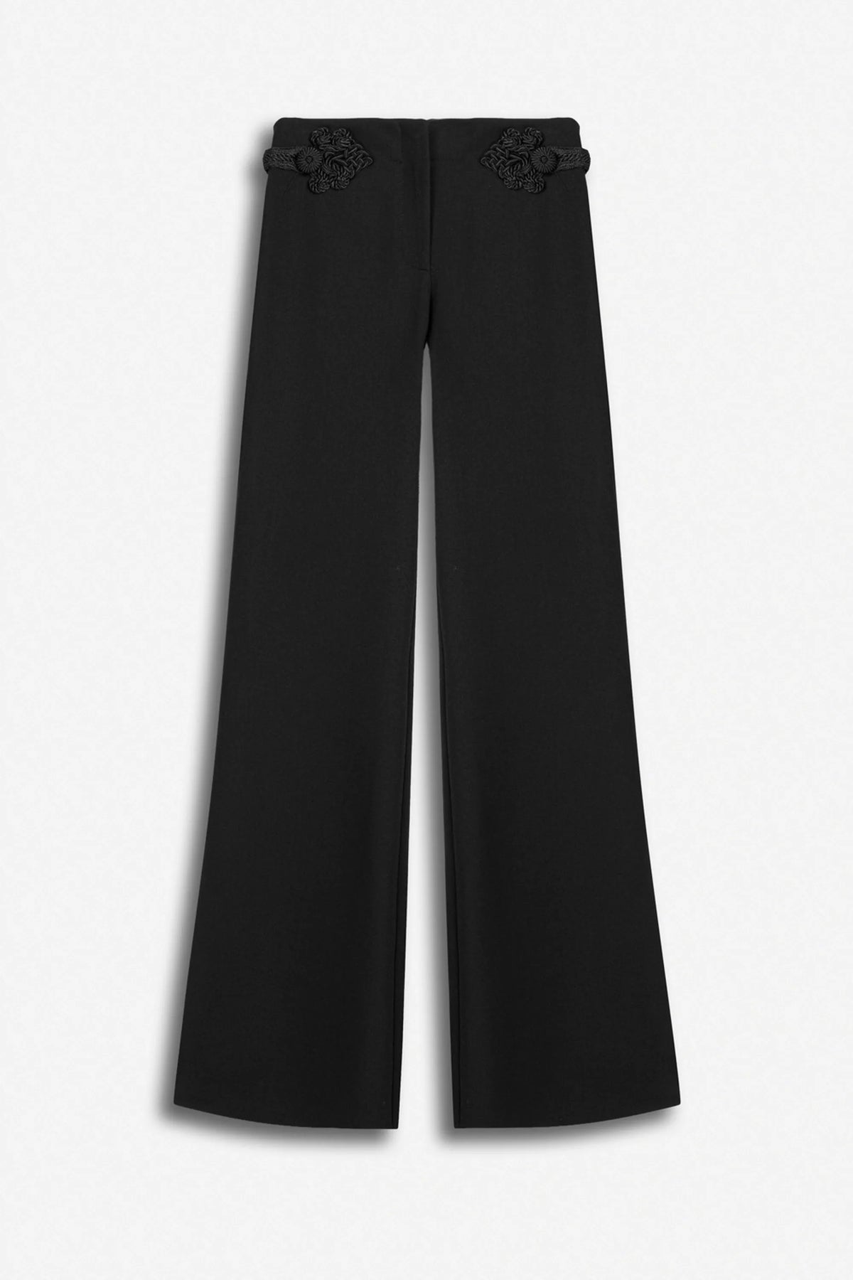Nocturne Black Women Button Accessory Flare Trousers SKU: N27KN3583_0002 Image 04