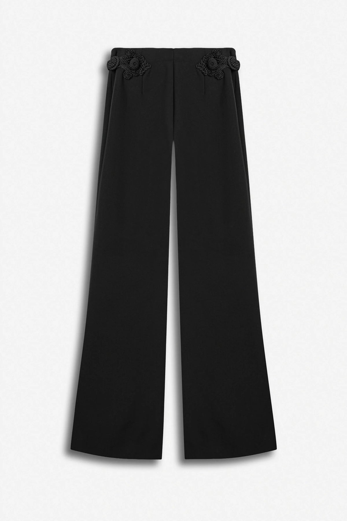 Nocturne Black Women Button Accessory Flare Trousers SKU: N27KN3583_0002 Image 05
