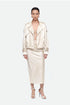 Nocturne Off-White Women Pleat Detail Pencil Skirt SKU: N27KN4283_0014 Image 01